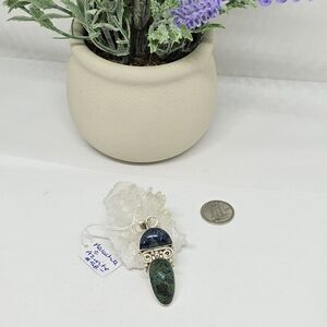 Silver and Blue-Green Pendant Necklace